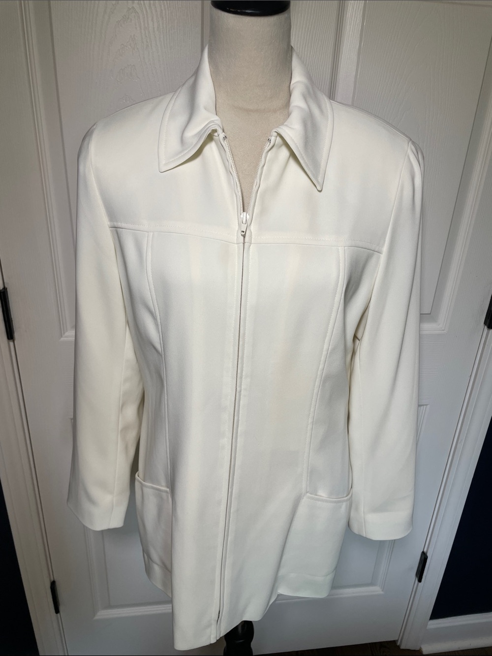 NWT‎ Vintage Juliana Collezione Cream Zip-Front Tailored Jacket Blazer Size 8